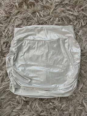HALARA Metallic Silver Mini Skort - Ruched Party Style